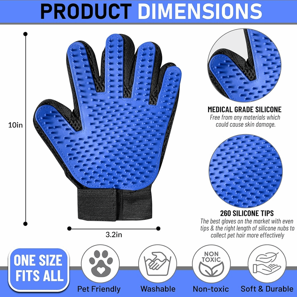 Silicone Pet Grooming Gloves – Deshedding & Massage