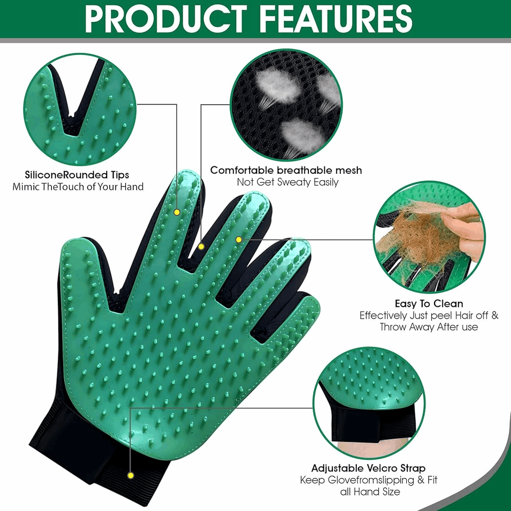 Silicone Pet Grooming Gloves – Deshedding & Massage